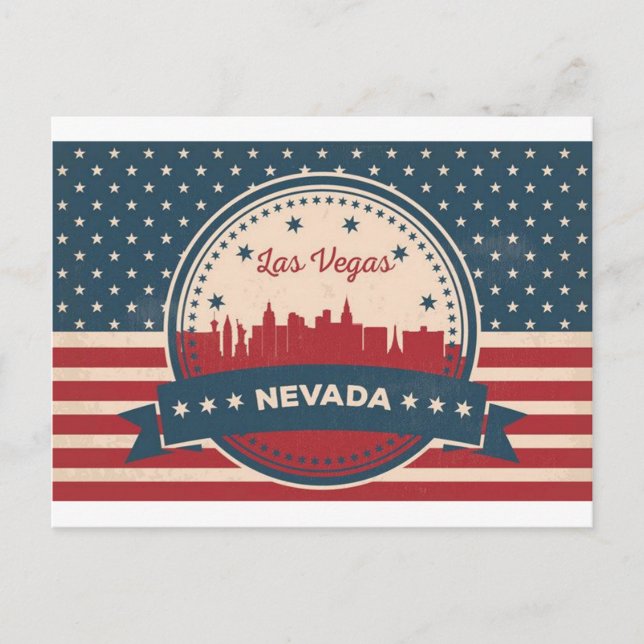 Retro Las Vegas Skyline Postkarte (Vorderseite)