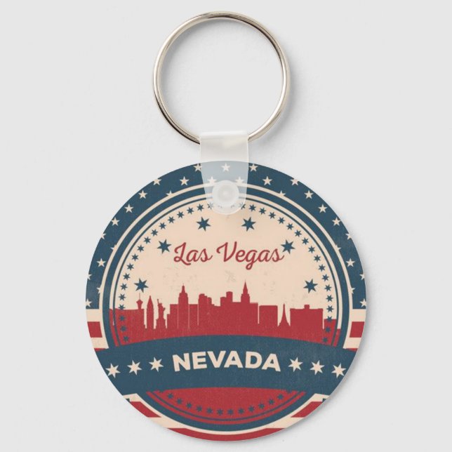 Retro Las Vegas Skyline Schlüsselanhänger (Vorderseite)