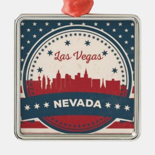 Retro Las Vegas Skyline Silbernes Ornament