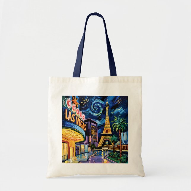 Retro Las Vegas Van Gogh Style Casino Night City  Tragetasche (Vorne)