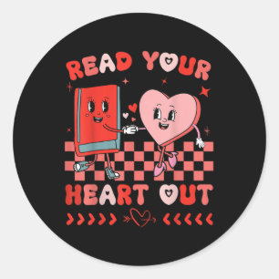 Retro las your Heart Out Valentinstag Teacher B Runder Aufkleber