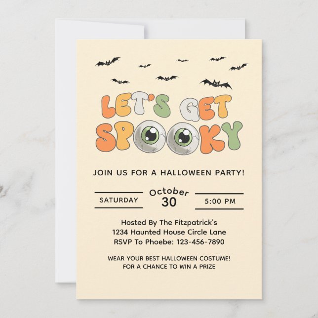 Retro Lasse Spooky Costume Halloween-Party Einladung (Vorderseite)