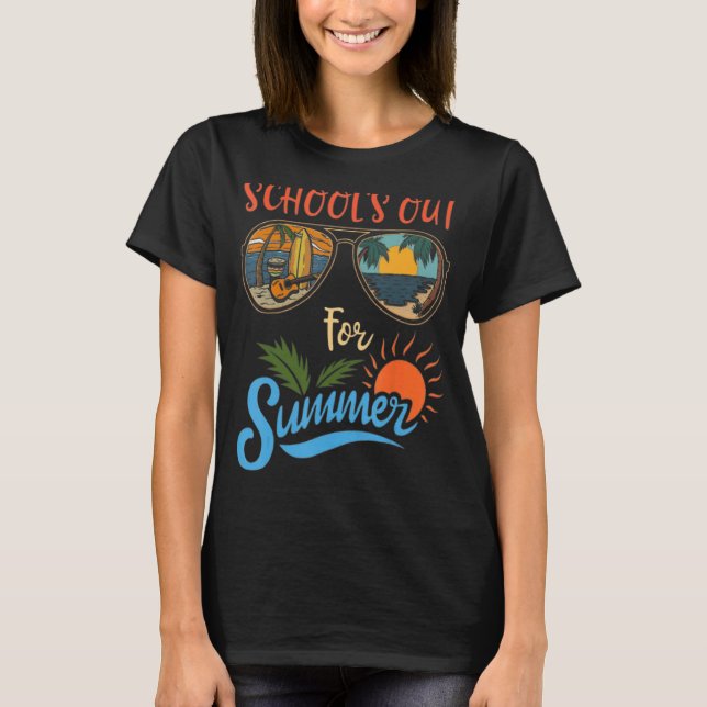 Retro Last Day of School s Out For Summer Teacher  T-Shirt (Vorderseite)