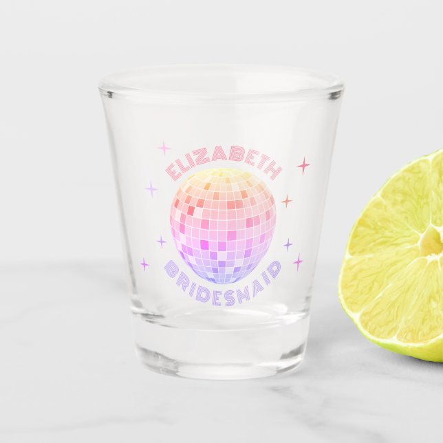 Retro Last Disco Bachelorette Weekend Party Favor Schnapsglas (Vorderseite)