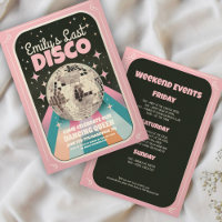 Retro Last Disco Bachelorette Wochenende Einladung