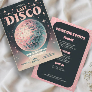 Retro Last Disco Bachelorette Wochenende Einladung