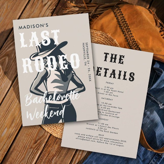 Retro Last Rodeo Ink Falknerei - Falconeria Lounge Einladung (last rodeo bachelorette weekend invitation itinerary retro vintage elegant glam black and white art)