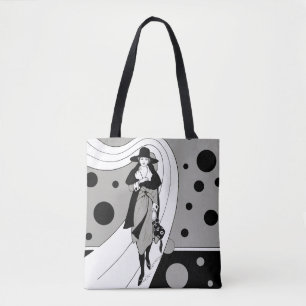Retro-Laufsteg-Modell, Vintage-Art-Déco-Mode Tasche