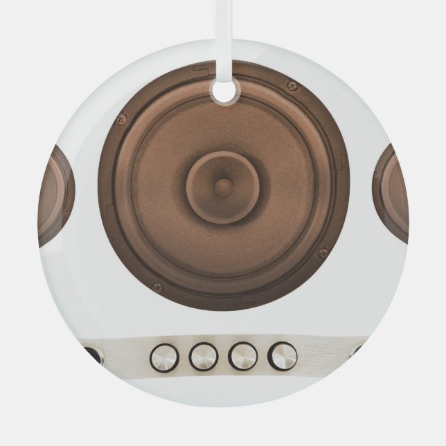 Retro-Lautsprecher: braun, abgeschieden weiß. Ornament Aus Glas (Vorderseite)