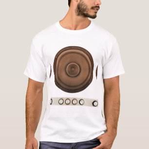 Retro-Lautsprecher: braun, abgeschieden weiß. T-Shirt
