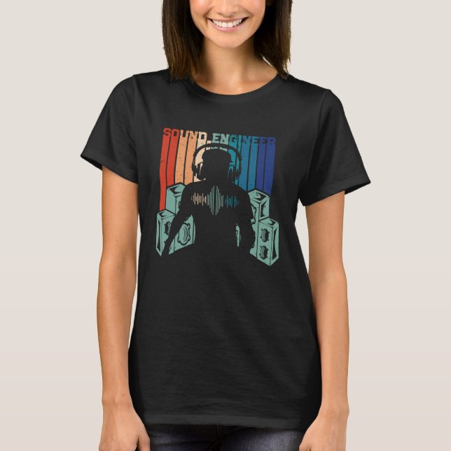Retro Lautsprecher Music Audio Engineering Sound E T-Shirt (Vorderseite)
