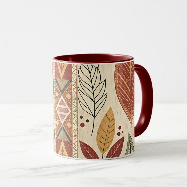 Retro Leaf Pattern Artistic Design Coffee Tea Mug Tasse (VorderseiteRechts)