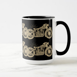 Retro leben Sie, um Vintage Motorräder mit Text z Tasse