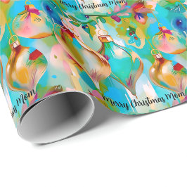 Retro lebendige Weihnachtsschmuck-Text Geschenkpapier