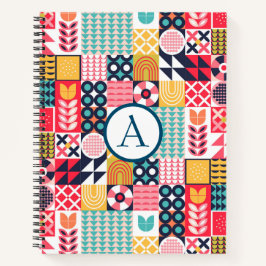 Retro Lebhaftes geometrisches Muster Notizbuch