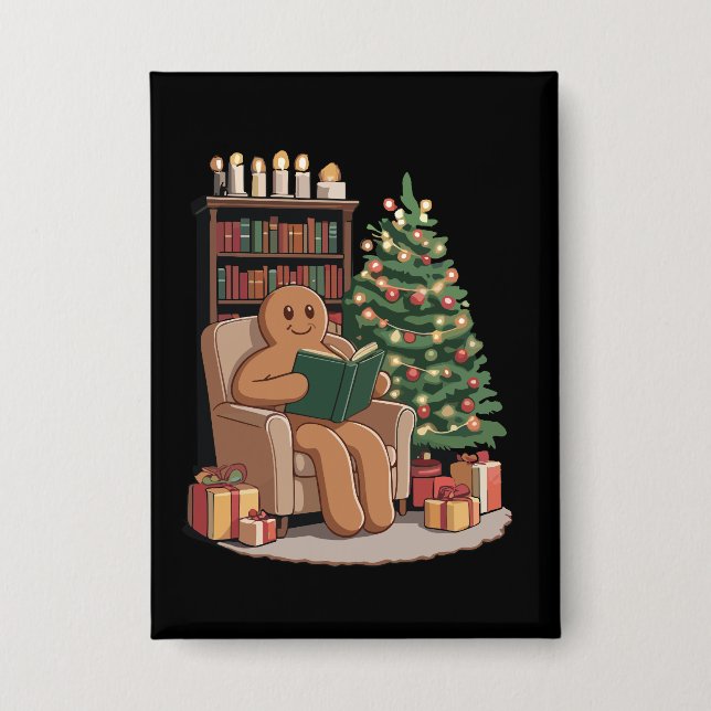 Retro Lebkuchen Lesebücher Weihnachten Lehrer  Button (Vorderseite)