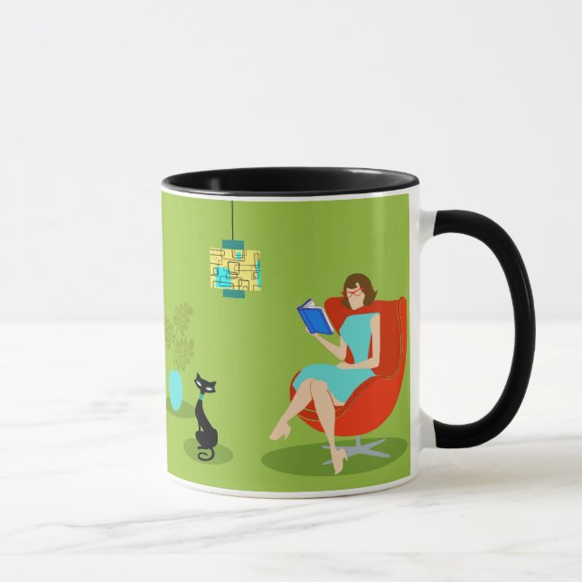 Retro Lecture femme Ringer Mug (Droite)