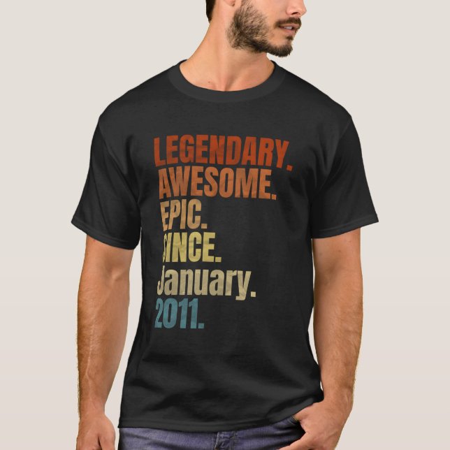 Retro Legendary Seit Januar 2011 T Shirt 8 Jahre (Vorderseite)