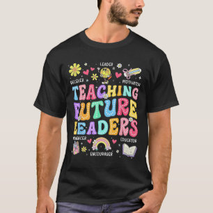 Retro-Lehre Zukunftsführer Groovy-Lehrer-Rücken T-Shirt