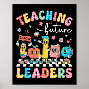 Retro-Lehre Zukunftsführer Groovy-Lehrer zurück Poster