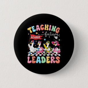 Retro-Lehren zukünftige Führer Groovy-Lehrer-Rücke Button
