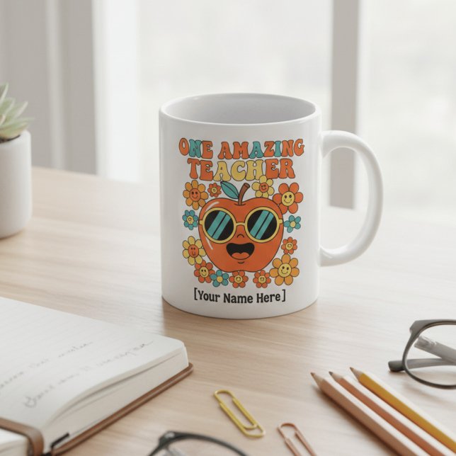 Retro-Lehrer-Dankeschön  | Personalisierte Klasse  Kaffeetasse (Von Creator hochgeladen)