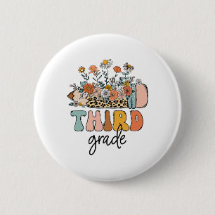 Retro-Lehrer der dritten Klasse Leopard Ck Zur Sch Button