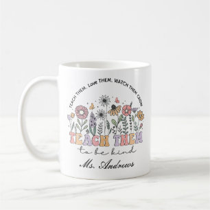 Retro-Lehrer, lehrt sie freundlich zu sein Kaffeetasse