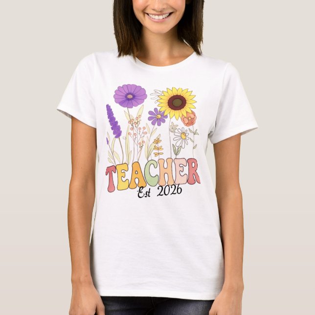 Retro-Lehrer mit Blume - Niedlicher Lehrer T-Shirt (Vorderseite)