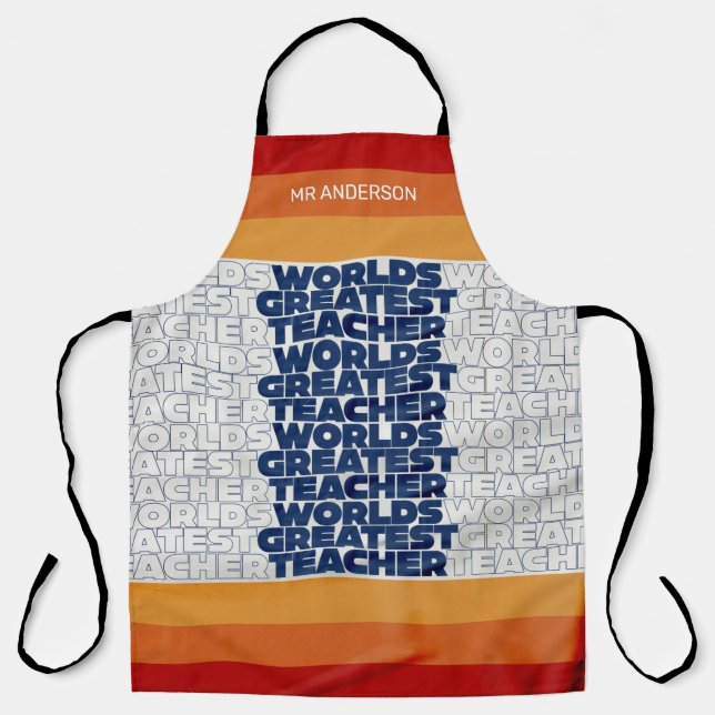 Retro-Lehrer moderne blaue rote Tasche Schürze (Vorderseite)