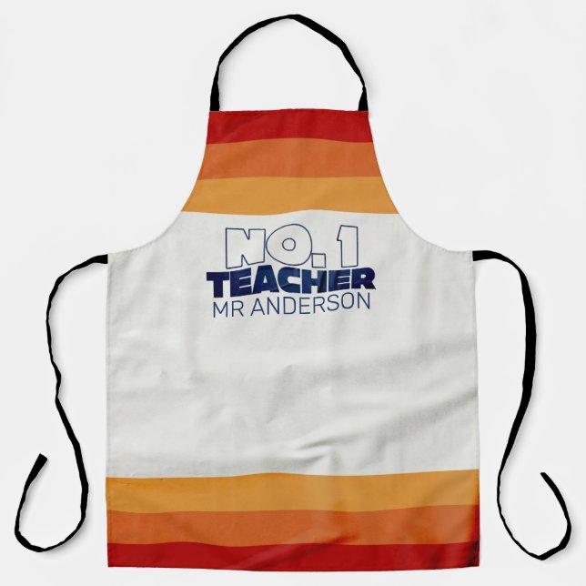 Retro-Lehrer Moderne blaue, rote Taschenlampe Schürze (Vorderseite)