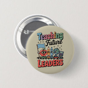 Retro-Lehrer unterrichtet zukünftige Führer Groovy Button