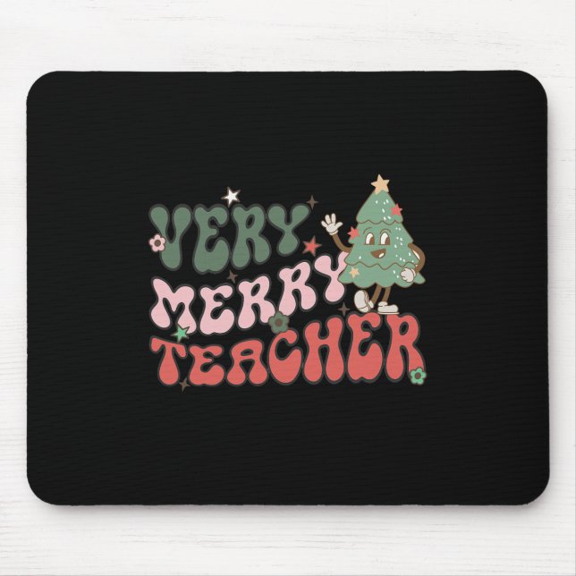 Retro Lehrer Weihnachten Sehr frohe Lehrerin Mousepad (Vorne)