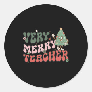 Retro Lehrer Weihnachten Sehr frohe Lehrerin Runder Aufkleber