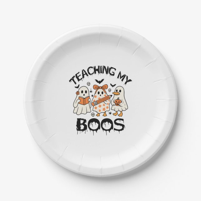 Retro lehrt mein Boos Halloween Pappteller (Vorderseite)