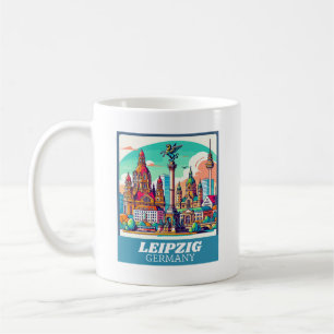 Retro Leipzig Skyline Kaffeetasse