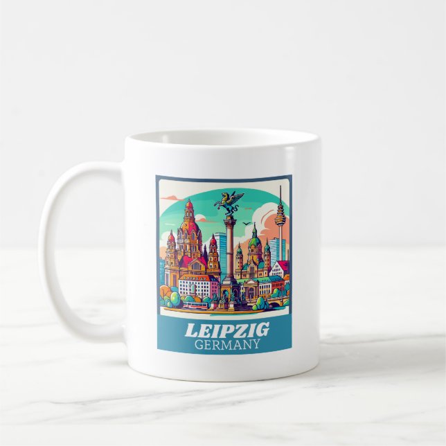 Retro Leipzig Skyline Kaffeetasse (Links)