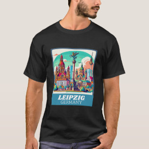Retro Leipzig Skyline T-Shirt