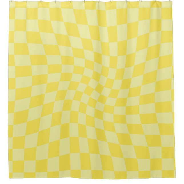Retro-Lemon-Gelbe Karos verschleiert Duschvorhang (Vorderseite)