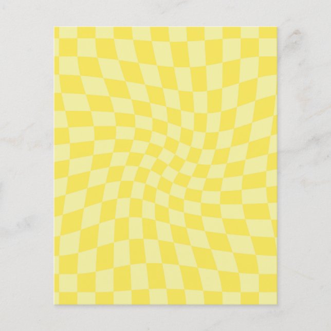 Retro Lemon Yellow Paston Warped Checkerboard (Vorderseite)
