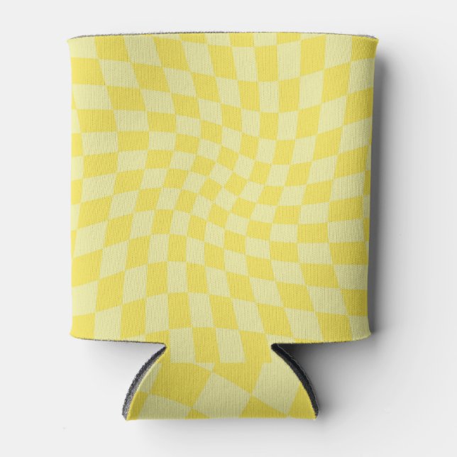 Retro Lemon Yellow Paston Warped Checkerboard Dosenkühler (Vorderseite)