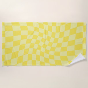 Retro Lemon Yellow Paston Warped Checkerboard Strandtuch