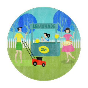 Retro Lemonade Stand Round Cutting Board Schneidebrett