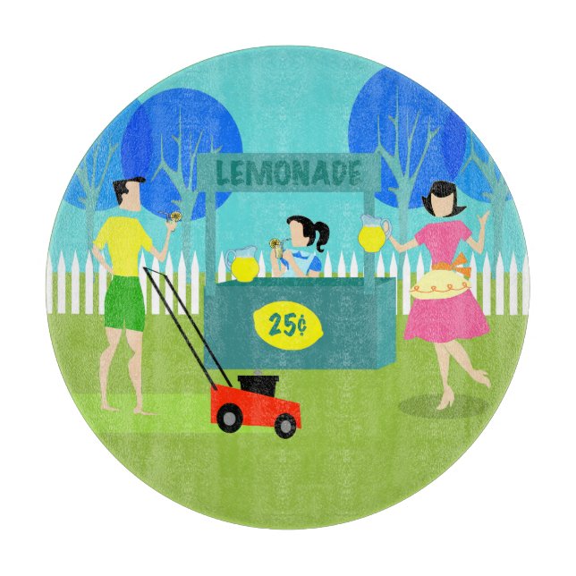 Retro Lemonade Stand Round Cutting Board Schneidebrett (Vorderseite)