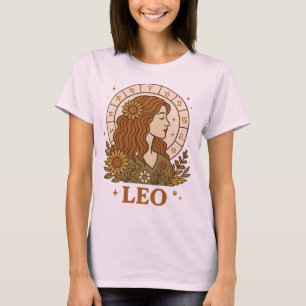 Retro Leo Sternzeichen Boho Floral Astrologie T-Shirt
