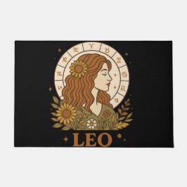 Retro Leo Zodiac Boho Floral Astrology Fußmatte