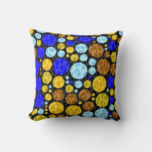 Retro Leoapard Polka Dots   Aqua Yellow Blue Kissen