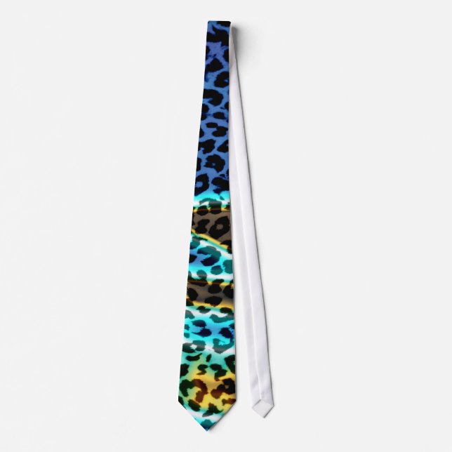 Retro Leopard-Druck-Haut (Blau und Aqua) Krawatte (Vorderseite)