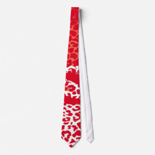 Retro Leopard-Druck-Haut (rot und weiß) Krawatte