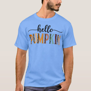 Retro Leopard Hello Pumpkin Fall Saison Herbst Her T-Shirt